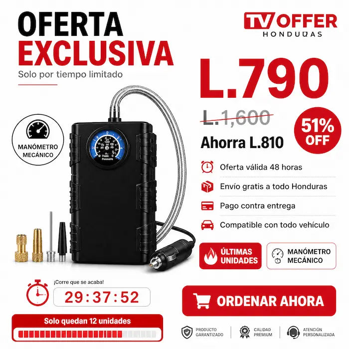 AirBomb Pro — Bomba de Aire con Manómetro Mecánico 🚗 | + Garantía