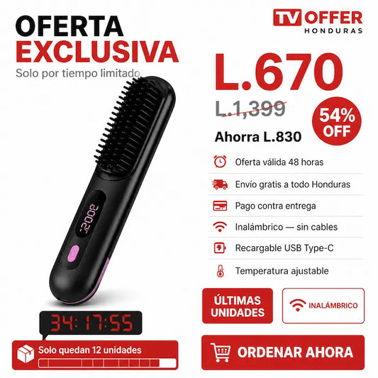 GlideSmooth Pro — Cepillo Alisador Inalámbrico Recargable USB-C 💁‍♀️ | + Garantía