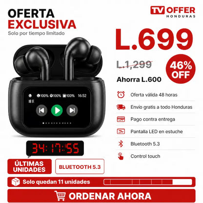 SoundScreen Pro — Audífonos Bluetooth Inalámbricos con Pantalla LED 🎧 | + Garantía