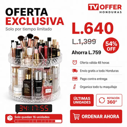 SpinOrganizer Pro — Organizador Giratorio 360° de Maquillaje Acrílico 💄 | + Garantía