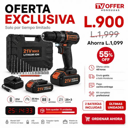 DrillKit Pro — Kit Taladro Multifuncional 21V 3 en 1 🔩 | + Garantía