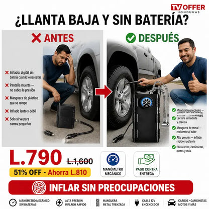 AirBomb Pro — Bomba de Aire con Manómetro Mecánico 🚗 | + Garantía