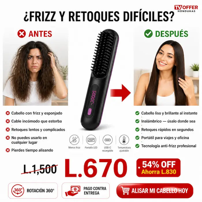 GlideSmooth Pro — Cepillo Alisador Inalámbrico Recargable USB-C 💁‍♀️ | + Garantía