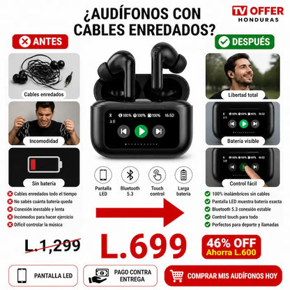 SoundScreen Pro — Audífonos Bluetooth Inalámbricos con Pantalla LED 🎧 | + Garantía