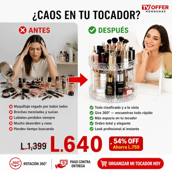 SpinOrganizer Pro — Organizador Giratorio 360° de Maquillaje Acrílico 💄 | + Garantía