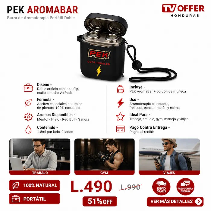 PEK AromaBar — Barra de Aromaterapia Portátil Doble ⚡ | + Garantía