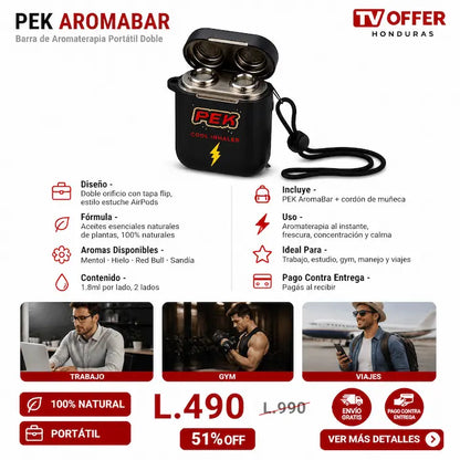 PEK AromaBar — Barra de Aromaterapia Portátil Doble ⚡ | + Garantía