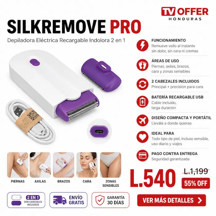 SilkRemove Pro — Depiladora Eléctrica Recargable Indolora 2 en 1 ✨ | + Garantía
