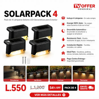 SolarPack 4 — Pack de 4 Lámparas Solares LED Decorativas Exterior ☀️ | + Garantía