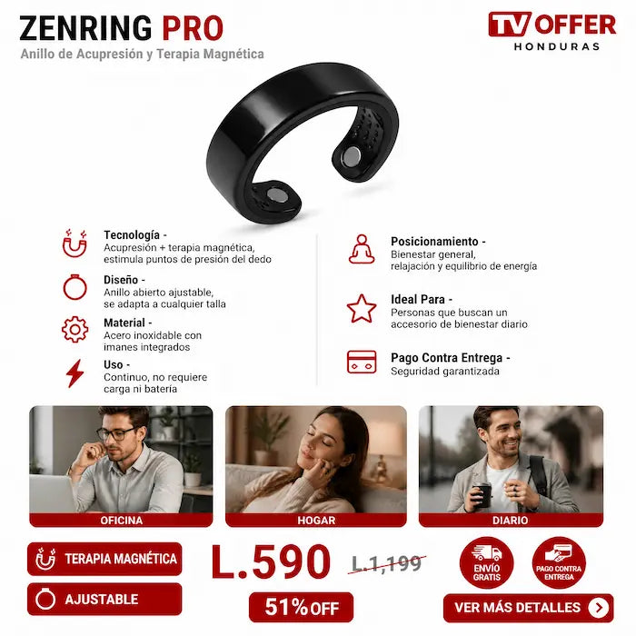 ZenRing Pro — Anillo de Acupresión y Terapia Magnética 🧲 | + Garantía